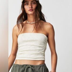 Free People Cream Boulevard Crop Top Size XL New